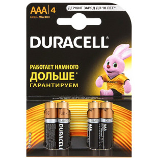 AAA  батарейка Alkaline (1.5V)(4шт)(Duracell)
