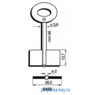 x_x_8456_x   (L=56 F1=F2=13.8 D1=3.8 D2=2)  Fermmine per Cassaforte