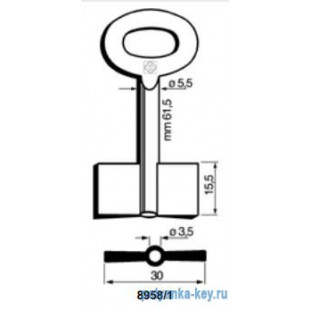 x_x_8958/1_x   (L=61 F1=F2=15.6 D1=5.6 D2=3.6)  Fermmine per Cassaforte