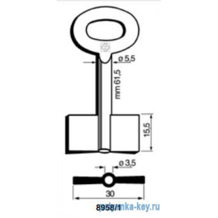 x_x_8958/1_x   (L=61 F1=F2=15.6 D1=5.6 D2=3.6)  Fermmine per Cassaforte