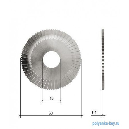 б/у 63x1.4x16 фреза отрезная с бок. насечкой Errebi/Jma (для станков Halley, Alfa, Ecco)