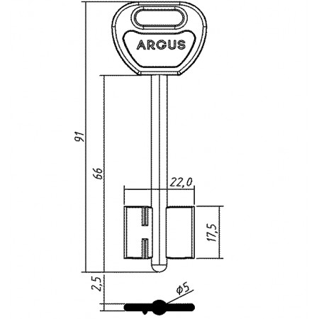 АРГУС-1ПЛ (91/66x17.5x22.0х2.5мм)(5.0мм) АРГУС  РФ