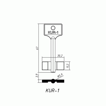 KUR-1 (67x11.2x30.2х3.9мм)(5.9мм) (KUR1G) КУРЗЕМЕ  РФ