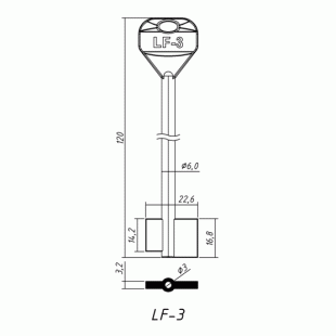LF-3 Сейф (120х14.2/16.8x22.6х3.2мм)(6.0х3.0мм) ЛФ  РФ
