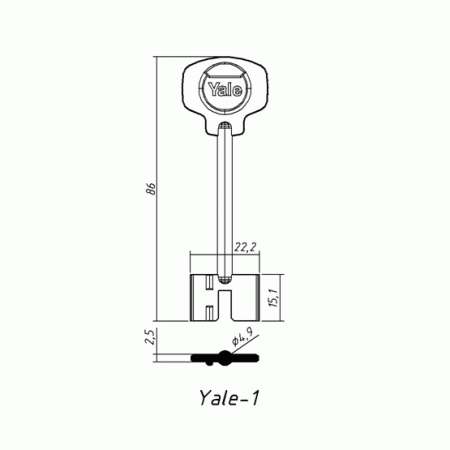 YALE-1 (86x15.1х22.2х2.5мм)(4.9мм) YALE  РФ