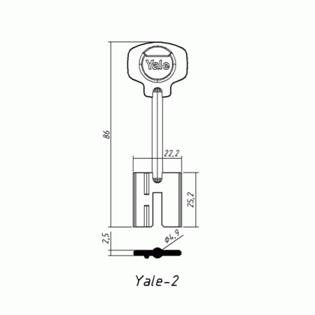 YALE-2 (86x25.2х22.2х2.5мм)(4.9мм) YALE  РФ