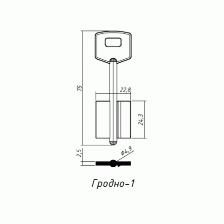 ГРОДНО-1 (75x24.3х22.8х2.5мм)(4.8мм) ГРОДНО  РФ