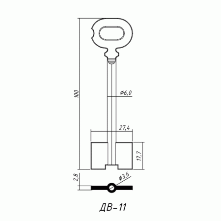ДВ-11 Сейф (100x17.7х27.4х2.8мм)(6.0х3.6мм) (DV11G) ДВЕРНЯК  РФ