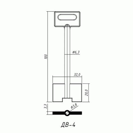 ДВ-04 Сейф (100x20х32х3.3мм)(6.5х3.8мм) (DV4G) ДВЕРНЯК  РФ