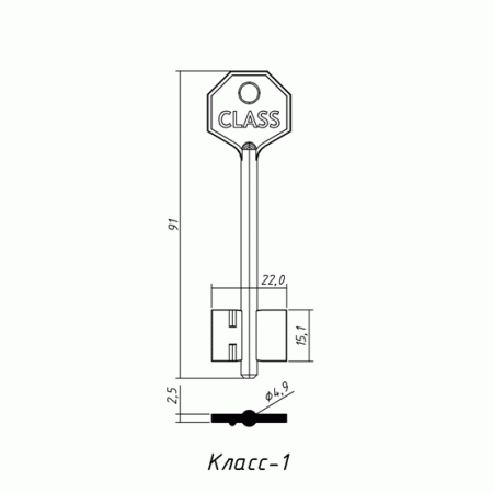 КЛАСС-1 (90x15.1х22.0х2.5мм)(4.9мм) (CLA3G) КЛАСС  РФ