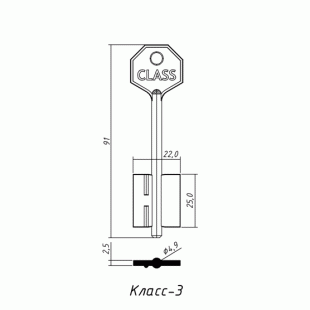 КЛАСС-3 (91x25.0х22.0х2.5мм)(4.9мм) (CLA1G/DV8G) КЛАСС  РФ