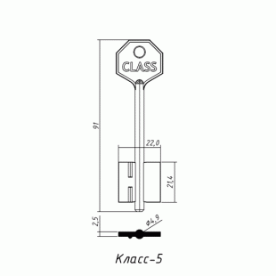 КЛАСС-5 (91х21.4х22.0х2.5мм)(4.9мм) КЛАСС  РФ