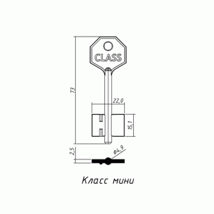 КЛАСС-6 (73x15.1х22.0х2.5мм)(4.9мм) КЛАСС  РФ