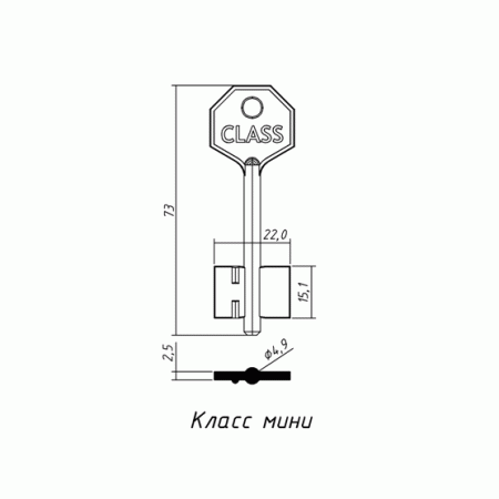 КЛАСС-6 (73x15.1х22.0х2.5мм)(4.9мм) КЛАСС  РФ