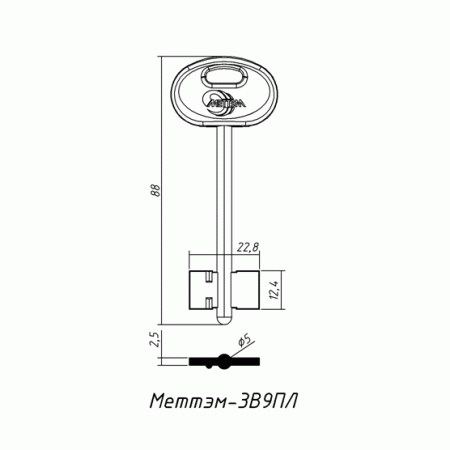 МЕТТЭМ-01ПЛ (88x12.4х22,8х2.5мм)(5.0мм) (ЗВ9ПЛ) МЕТТЭМ  РФ