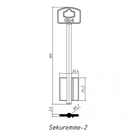 СЕКЬЮРЕМ-2 (105x24.2x20.4х2.4мм)(5.1мм) (SEC7G) SECUREMME  РФ