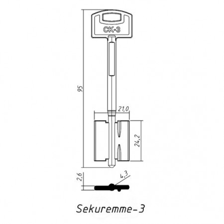 СЕКЬЮРЕМ-3 (95x24.2x21.0х2.6мм)(4.3мм) (SEC3G) SECUREMME  РФ