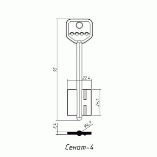 СЕНАТ-04 Правый (95x24.4х22.4х2.4мм)(4.9мм) СЕНАТ  РФ