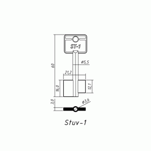 СТУВ-1 Сейф (60x16.2/12.1x21.2х3.0мм)(5.5х3.6мм) (STUV 4.95.1125.0) СТУВ  РФ