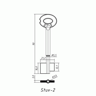 СТУВ-2 Сейф (90x16.0/12.1x21.2х3.0мм)(5.5х3.6мм) (STUV 4.95.1128.0) СТУВ  РФ