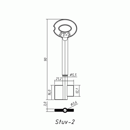 СТУВ-2 Сейф (90x16.0/12.1x21.2х3.0мм)(5.5х3.6мм) (STUV 4.95.1128.0) СТУВ  РФ