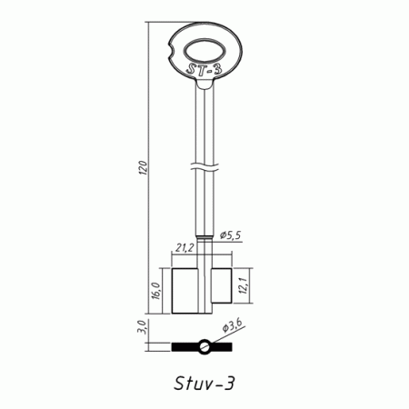 СТУВ-3 Сейф (120x16.0/12.1x21.2х3.0мм)(5.5х3.6мм) (STUV 4.95.1130.0) СТУВ  РФ