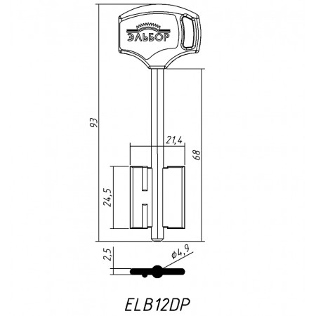 ЭЛЬБОР-12ПЛ (93/68x24.5х21.4х2.5мм)(4,9мм) ЭЛЬБОР  РФ